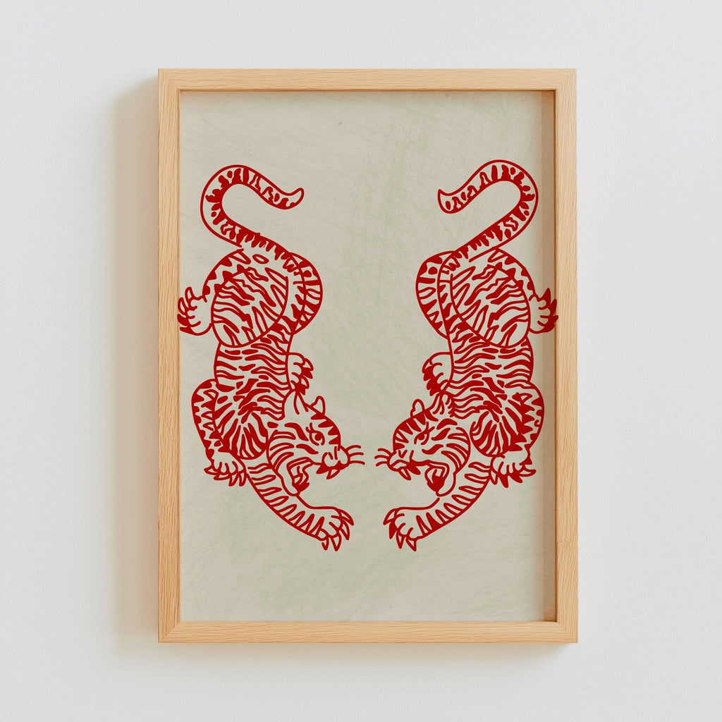 Tiger Wall Art – Japanese Minimalist Poster, Digital Download