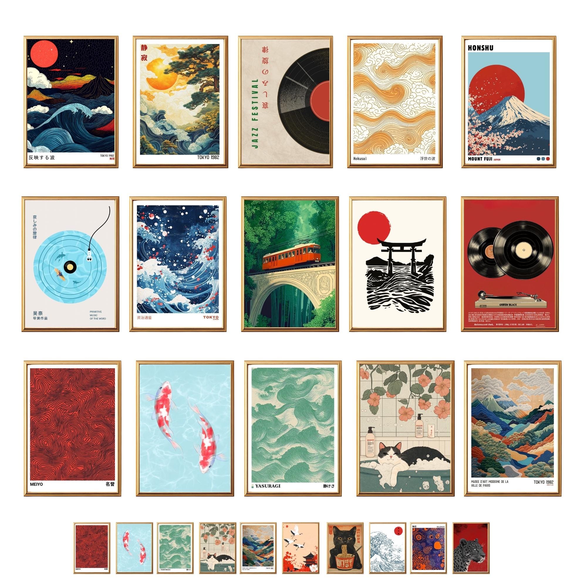 Japanese Wall Art Set of 50 Prints – Japandi Aesthetic Gallery Wall Decor (Digital Download, JPG & PDF)