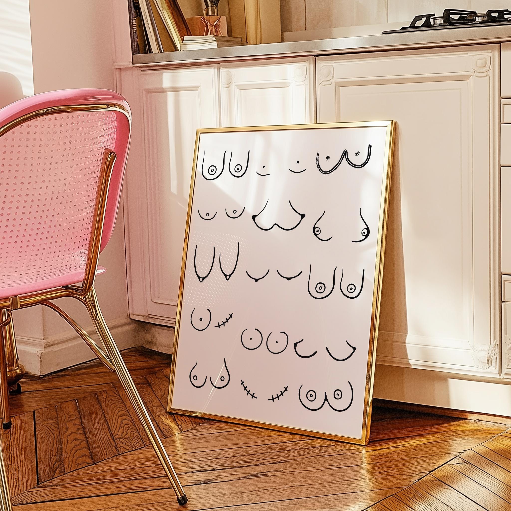 Feminist Body Positive Breast Art Print – Minimal Line Illustration Poster (Digital Download)