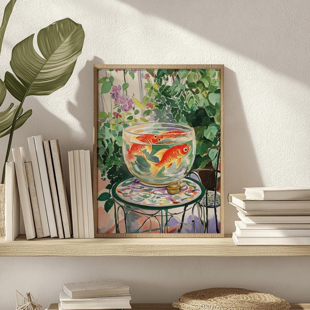 Matisse-Inspired Goldfish Print – Colorful Expressionist Wall Art (Digital Download)