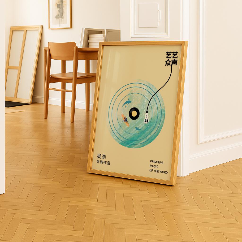 Japanese Retro Vinyl Music Poster – Vintage Record Player Art Print (Digital Download)