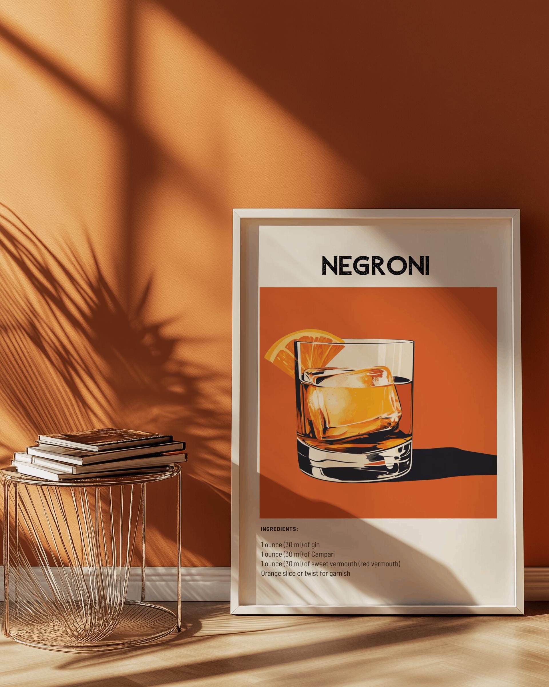 Negroni Cocktail Poster – Retro Bar Cart Art & Vintage Drink Print (Digital Download)