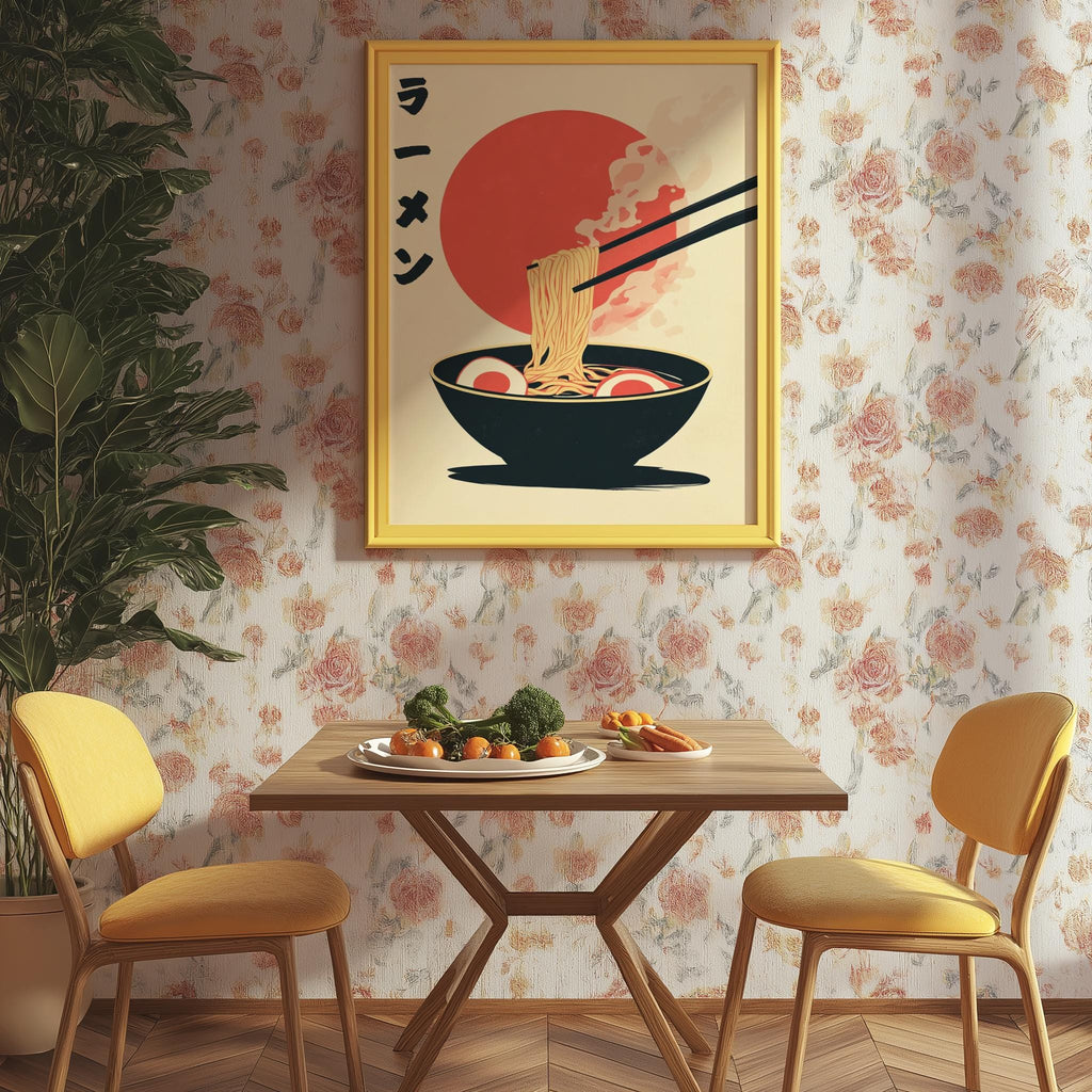 Ramen Noodle Soup Poster – Retro Japanese Food Kitchen Art (Digital Download)