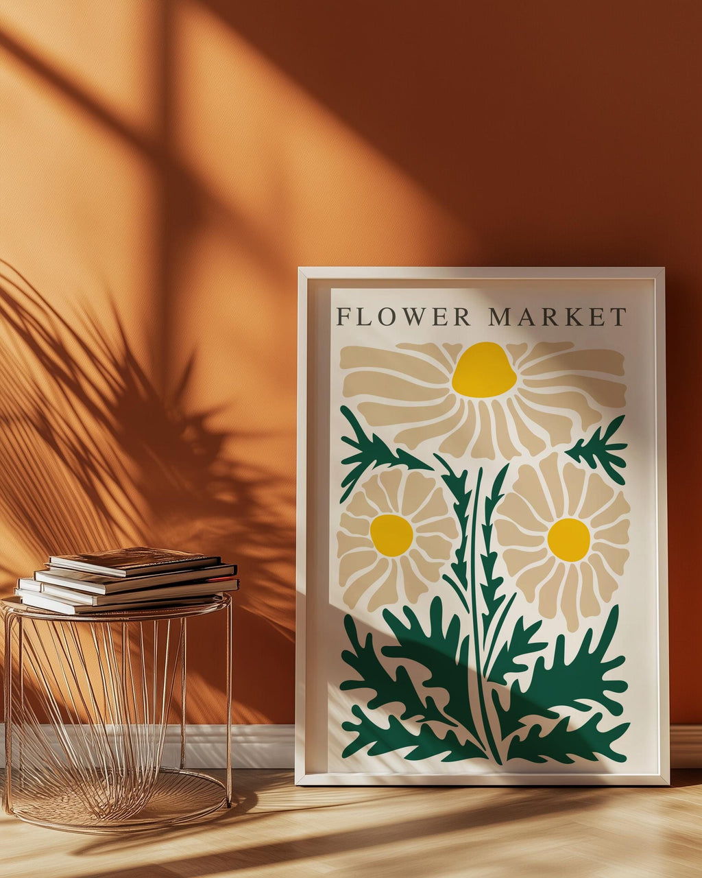 Flower Market Poster – Retro Abstract Daisy Art Print (Digital Download)