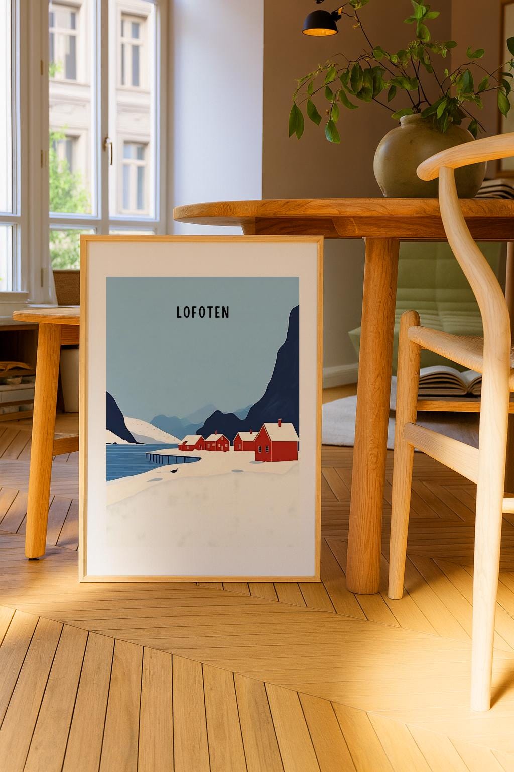 Lofoten Norway Travel Poster – Minimal Scandinavian Wall Art (Digital Download)