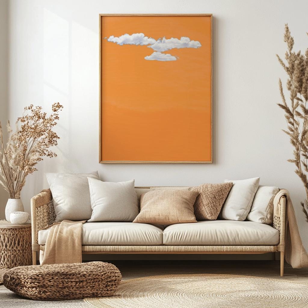 Minimal Orange Cloud Poster – Modern Abstract Wall Art (Digital Download)