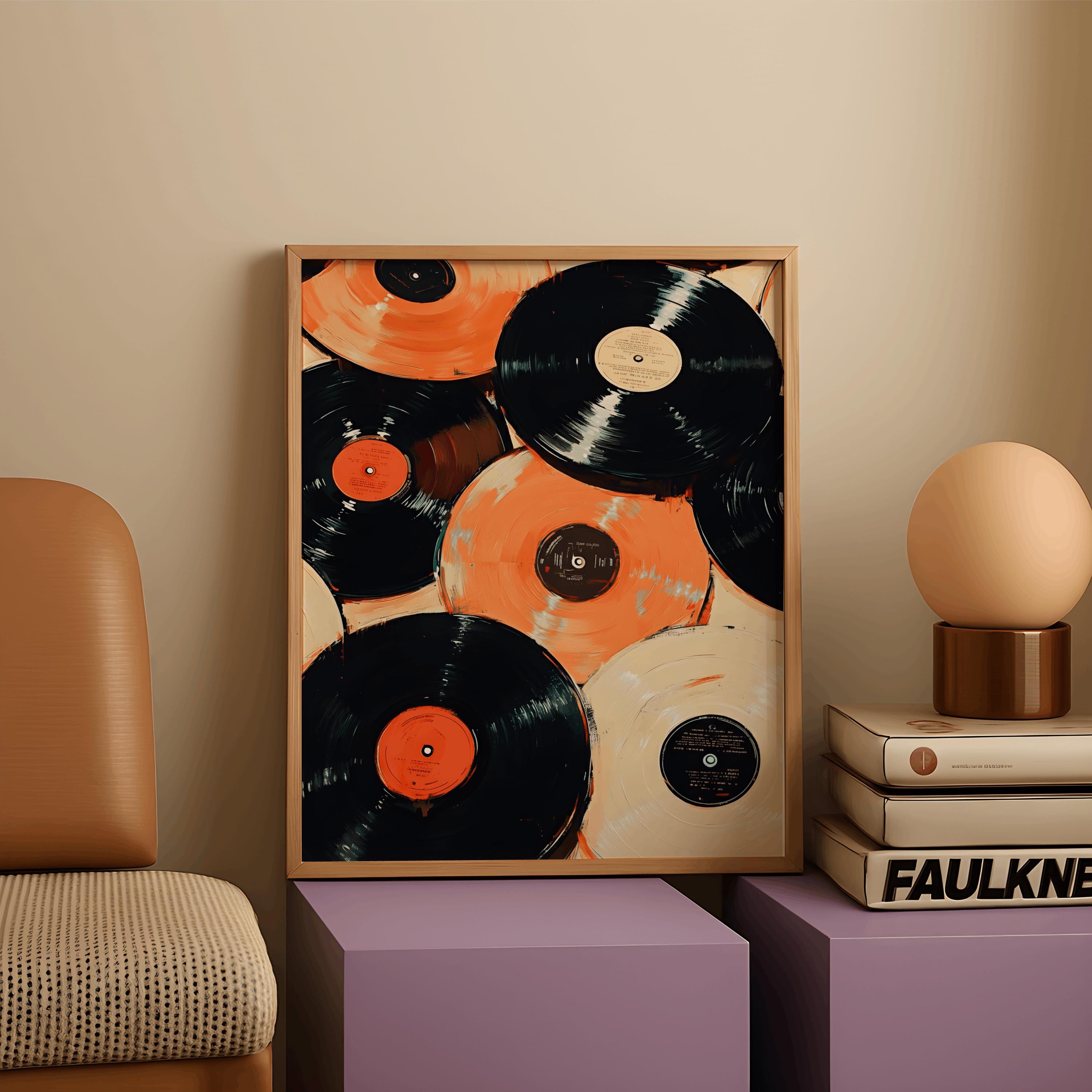 Eclectic Vinyl Record Art Print – Retro Music Wall Decor, Vintage LP Poster (Digital Download)