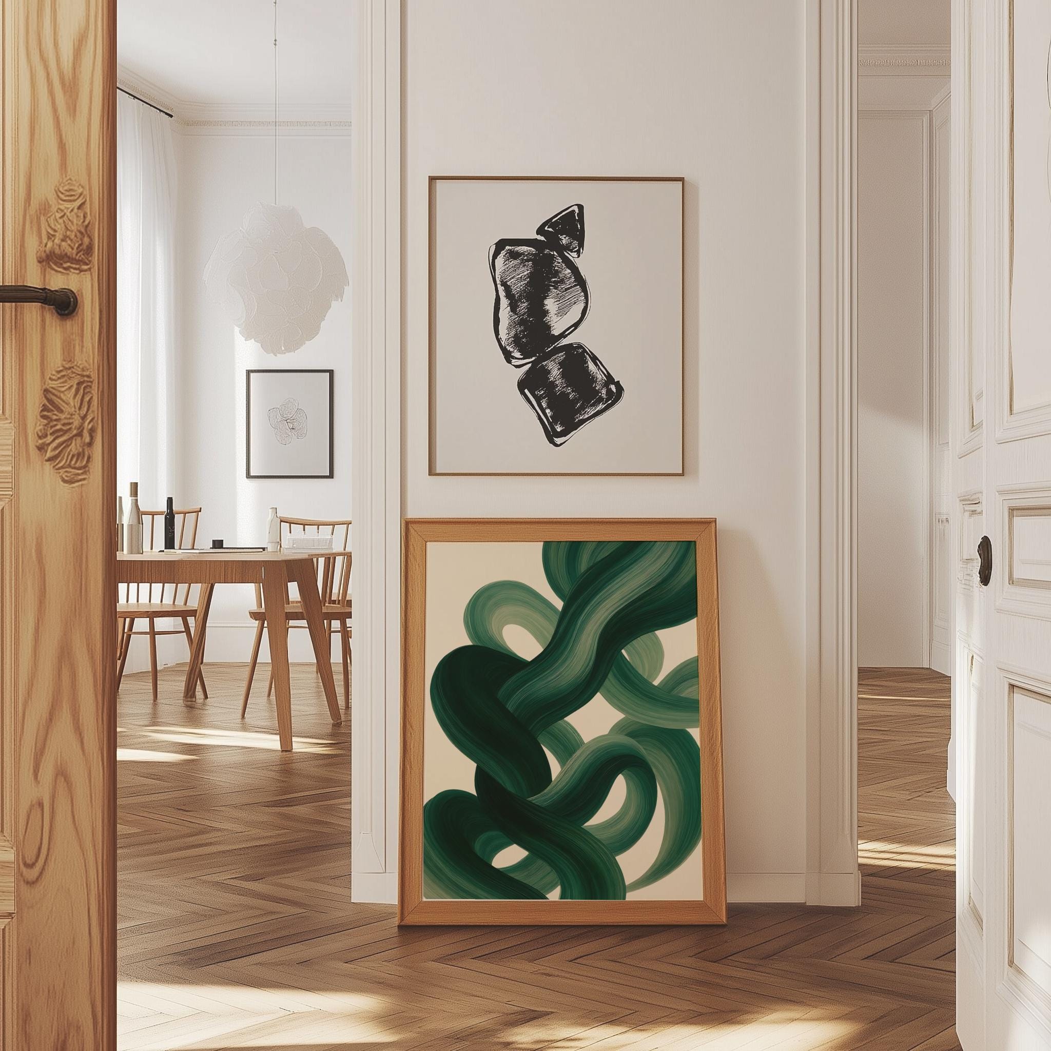 Sage Green Mid-Century Abstract Wall Art – Modern Minimalist Printable Decor (Digital Download)