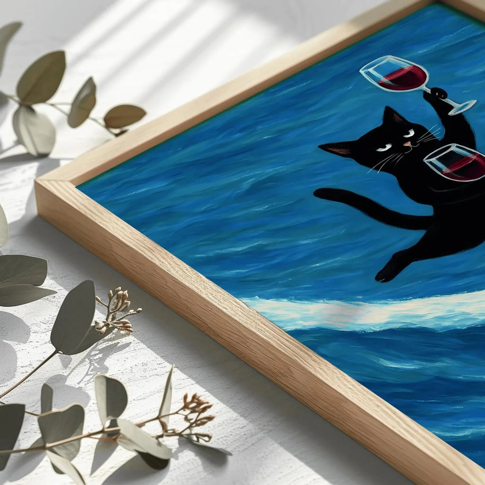 Funny Black Cat Wine Poster | Wine Lover Wall Art | Humorous Kitchen or Bar Decor | Digital Download