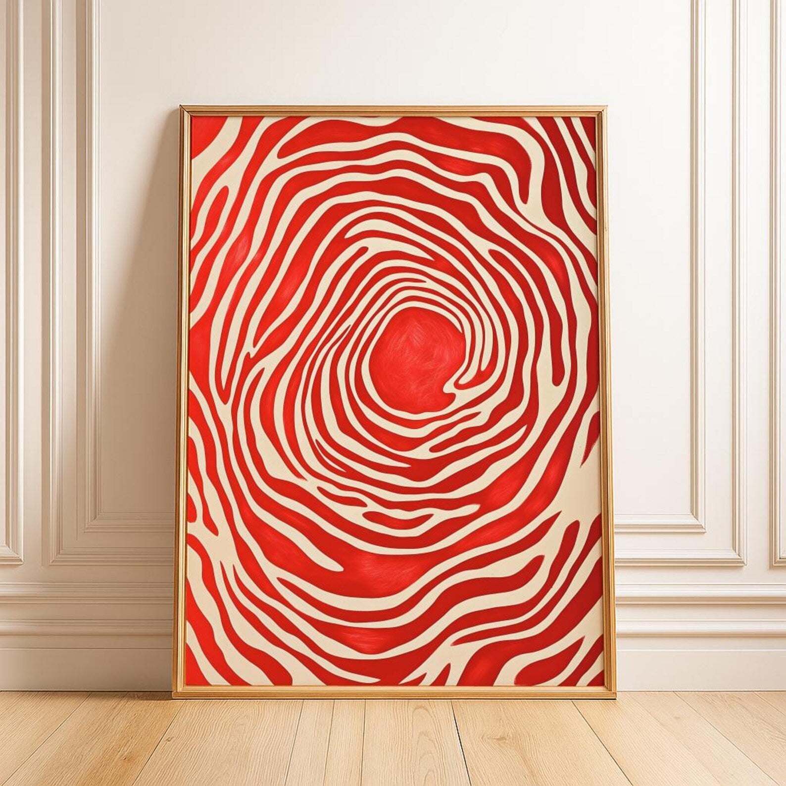 Red Abstract Art Print | Bold Mid-Century Modern Wall Art | Contemporary Red Poster | 300 DPI Digital Download