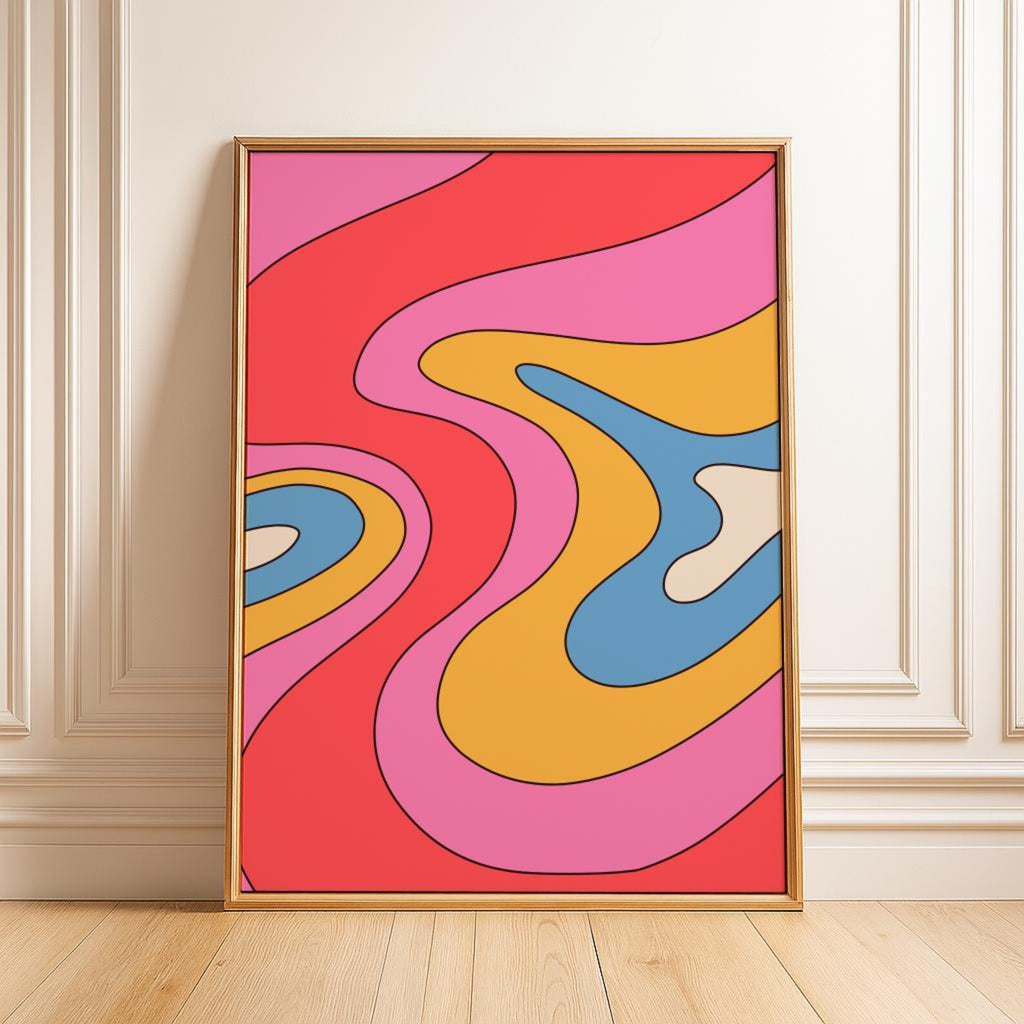 Abstract Retro Wave Art Print | Colorful Mid-Century Modern Wall Art | 300 DPI Digital Download