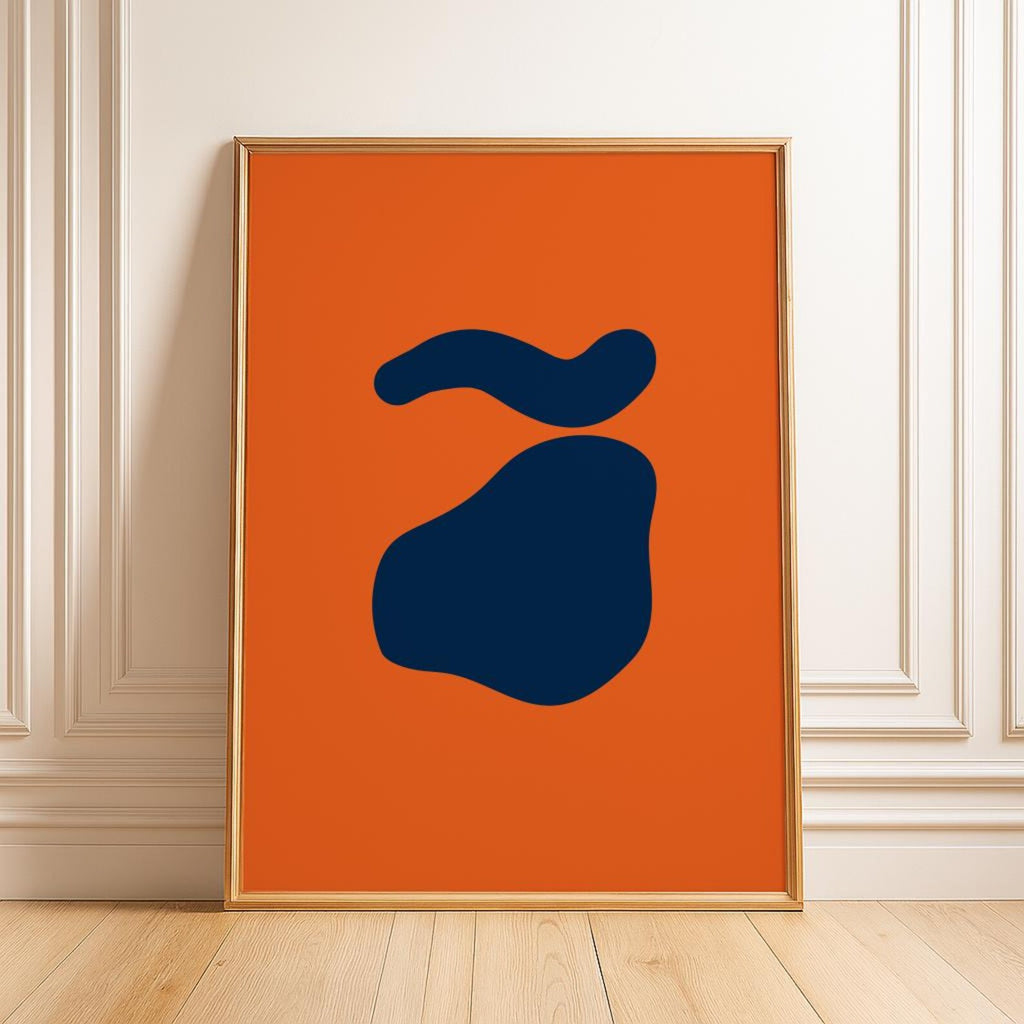 Minimalist Abstract Orange & Navy Art Print | Modern Mid-Century Wall Art | 300 DPI Digital Download