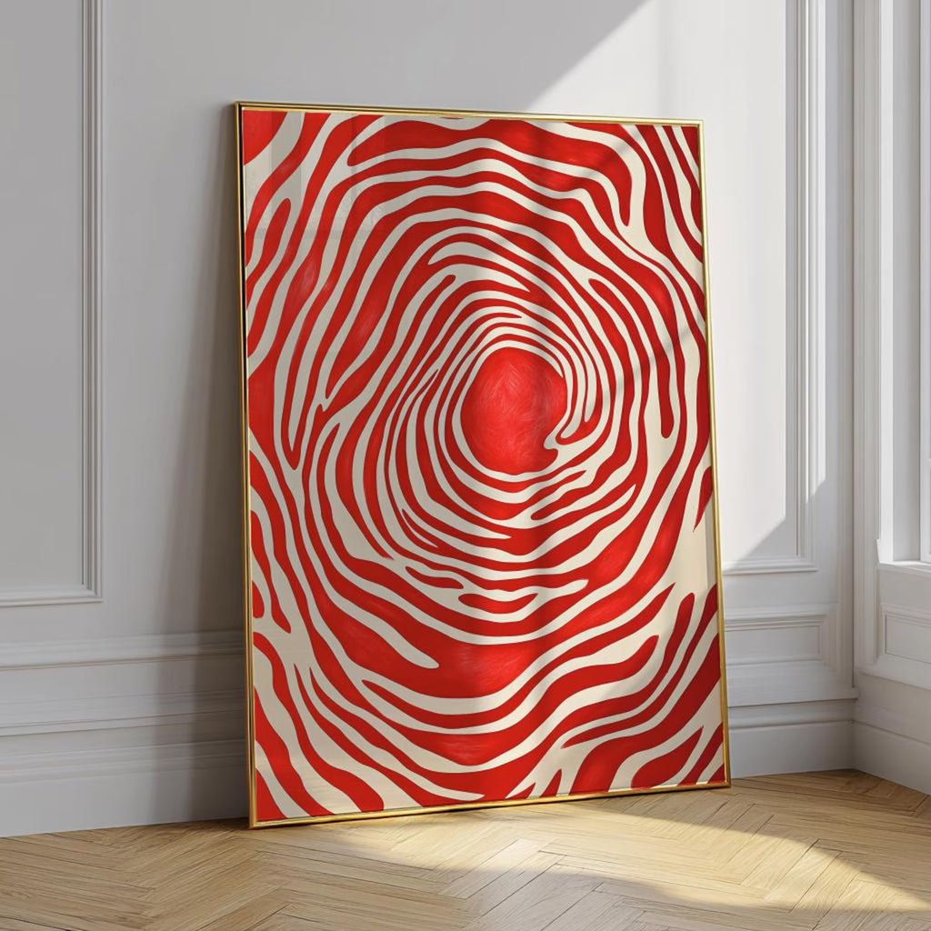 Red Abstract Art Print | Bold Mid-Century Modern Wall Art | Contemporary Red Poster | 300 DPI Digital Download