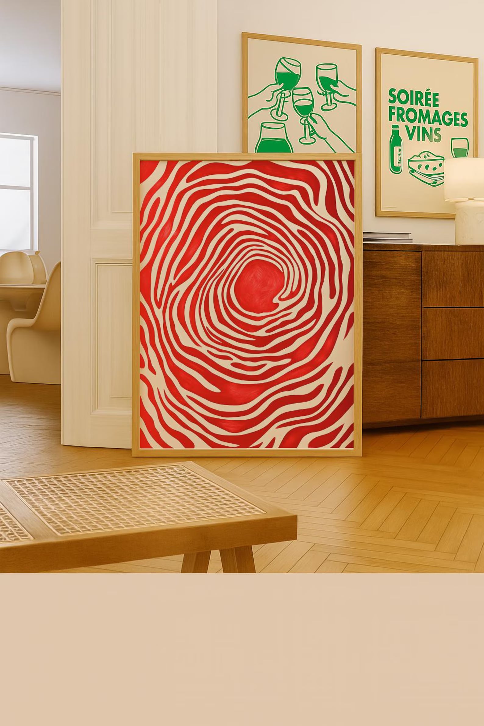 Red Abstract Art Print | Bold Mid-Century Modern Wall Art | Contemporary Red Poster | 300 DPI Digital Download