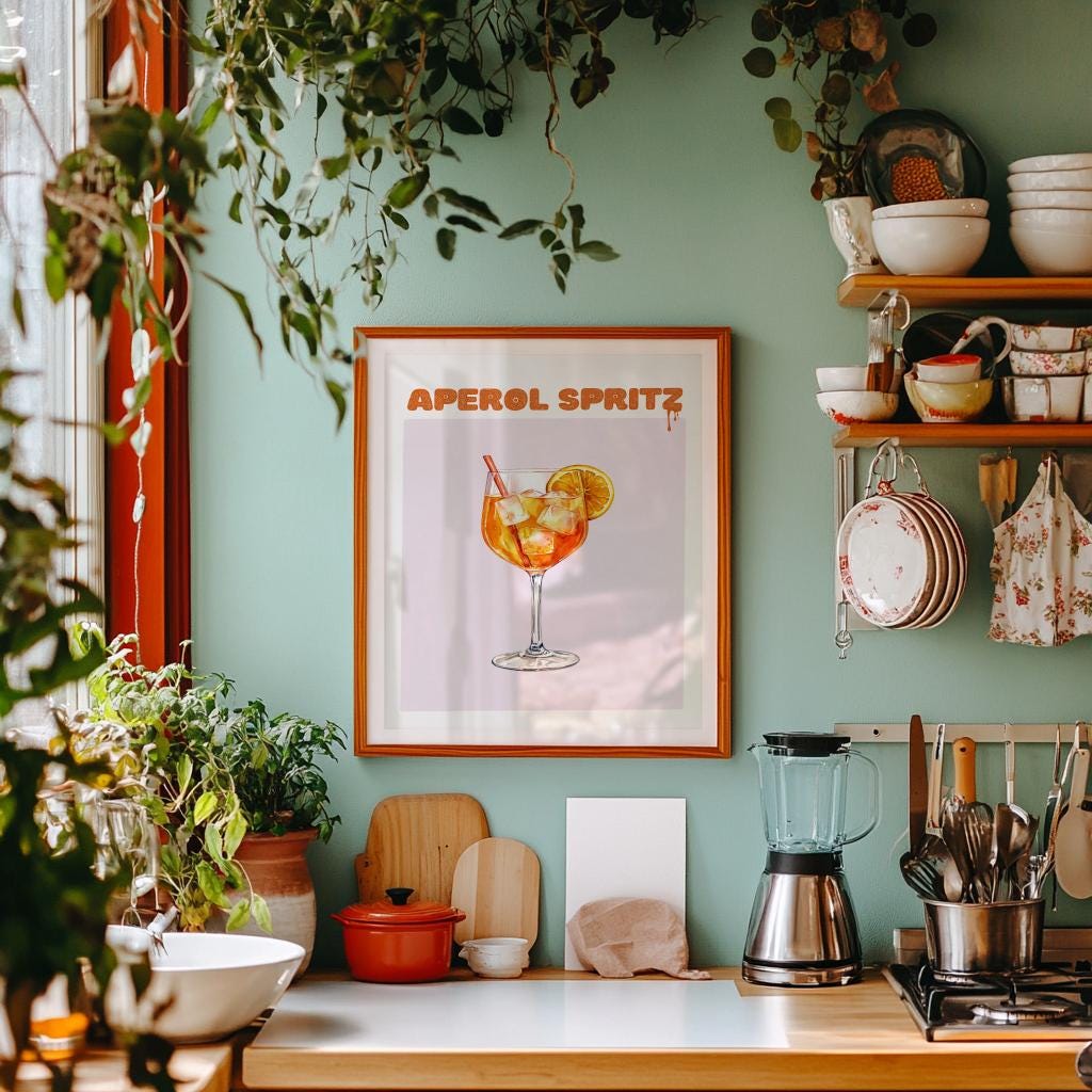 Aperol Spritz Cocktail Poster Bar Cart Wall Art - Digital Download