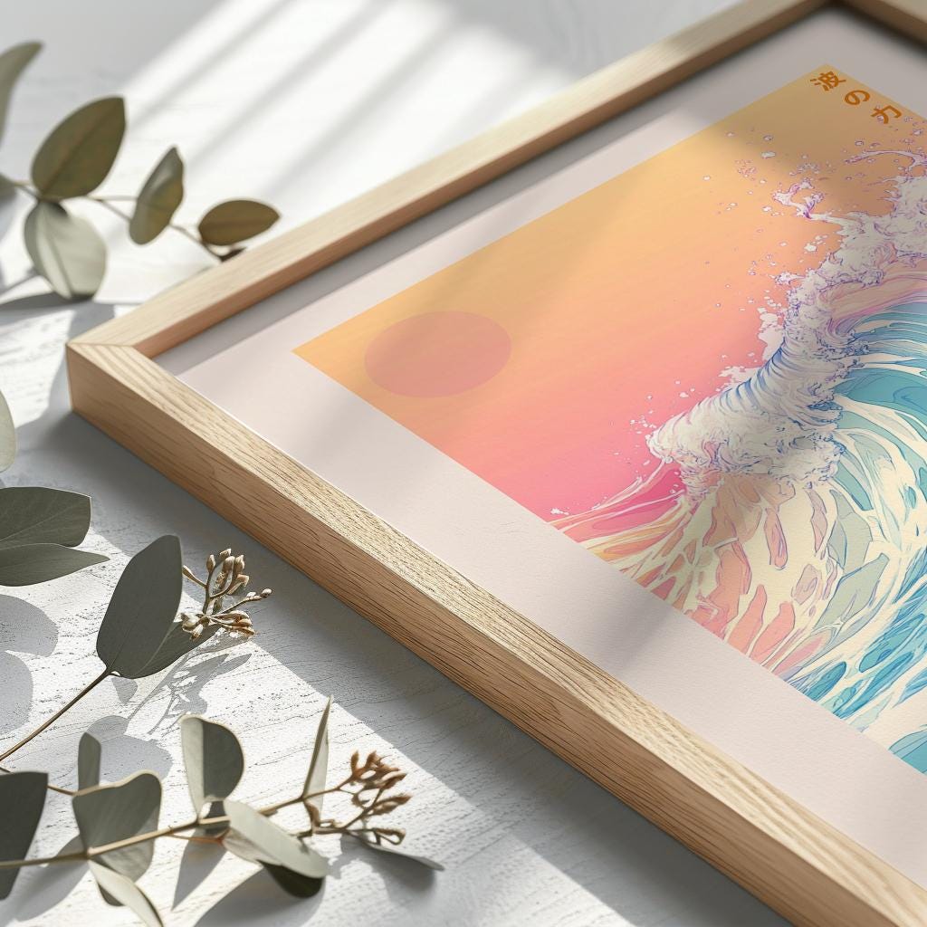 Katsushika Hokusai Great Wave Poster Japandi Wall Art - Digital Download