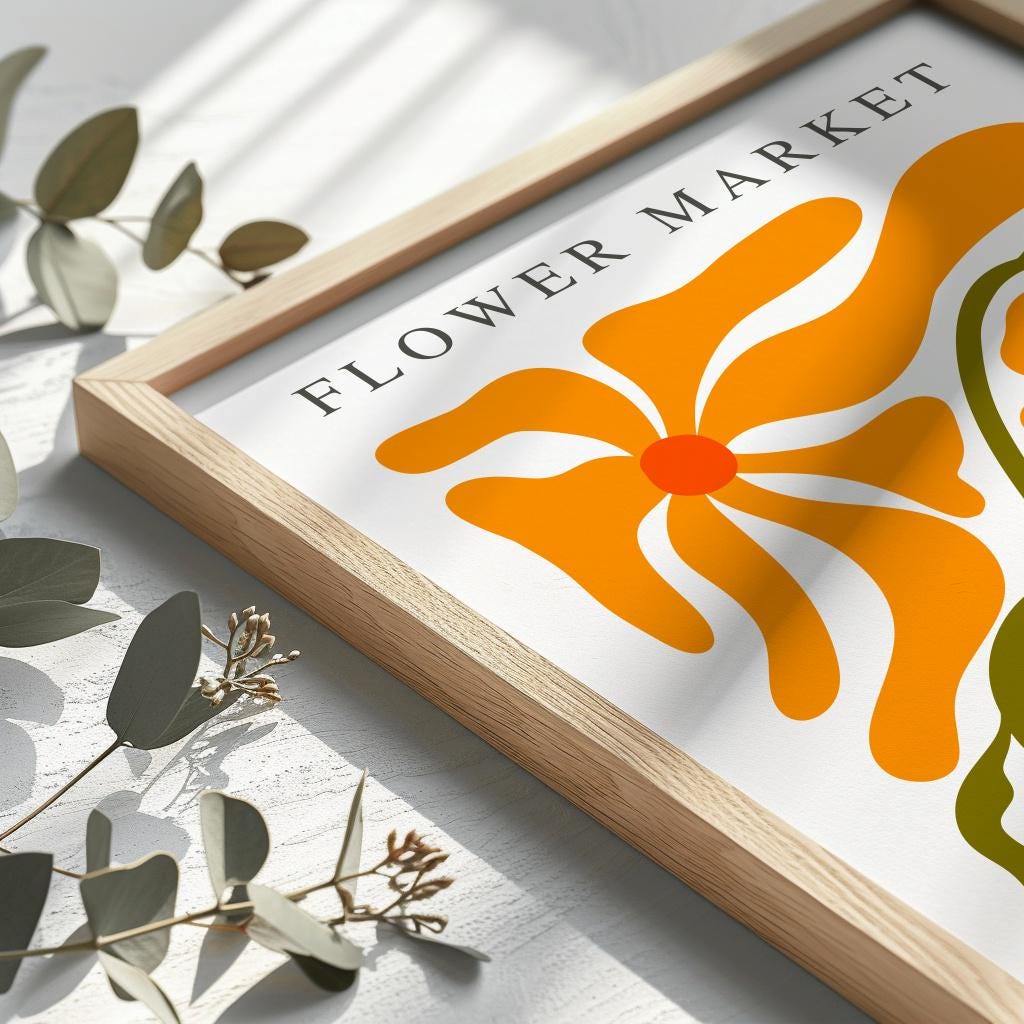 Bright Abstract Flower Botanical Print Colorful Floral Wall Art - Digital Download