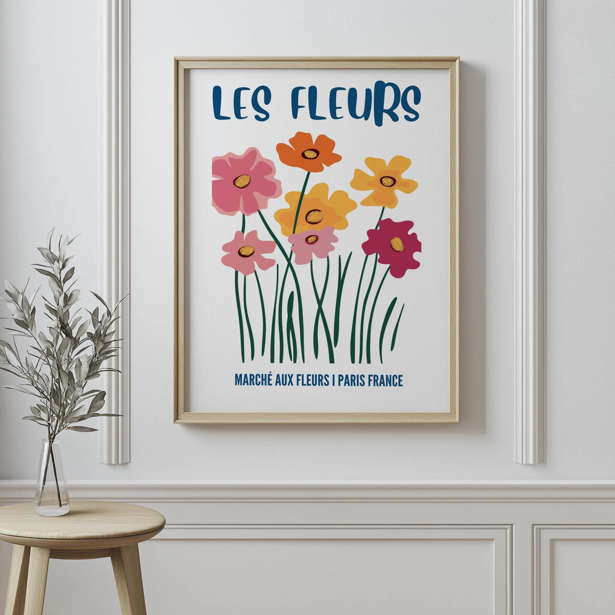 Les Fleurs Poster Hand Drawn French Floral Wall Art - Digital Download