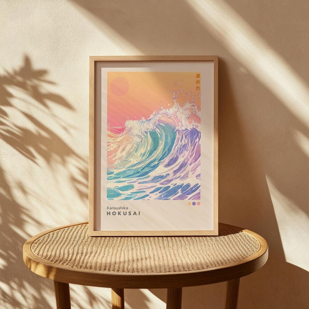 Katsushika Hokusai Great Wave Poster Japandi Wall Art - Digital Download