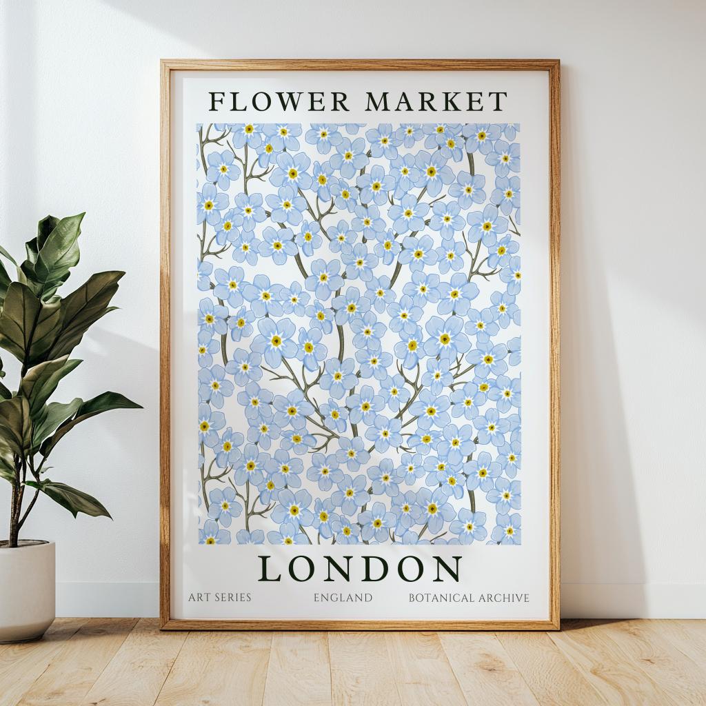 London Flower Market Poster Colorful Floral Wall Art - Digital Download