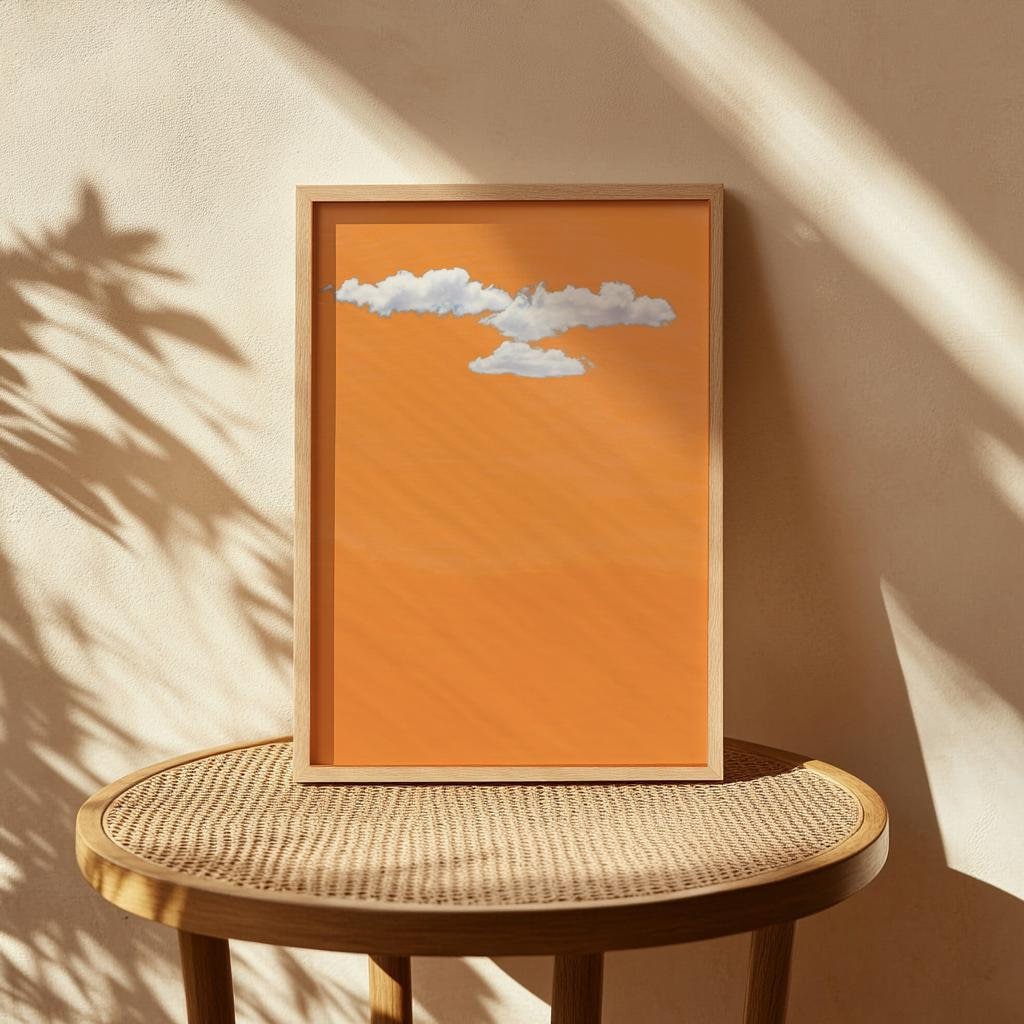 Cloud Wall Art Orange Indigo Abstract Poster - Digital Download