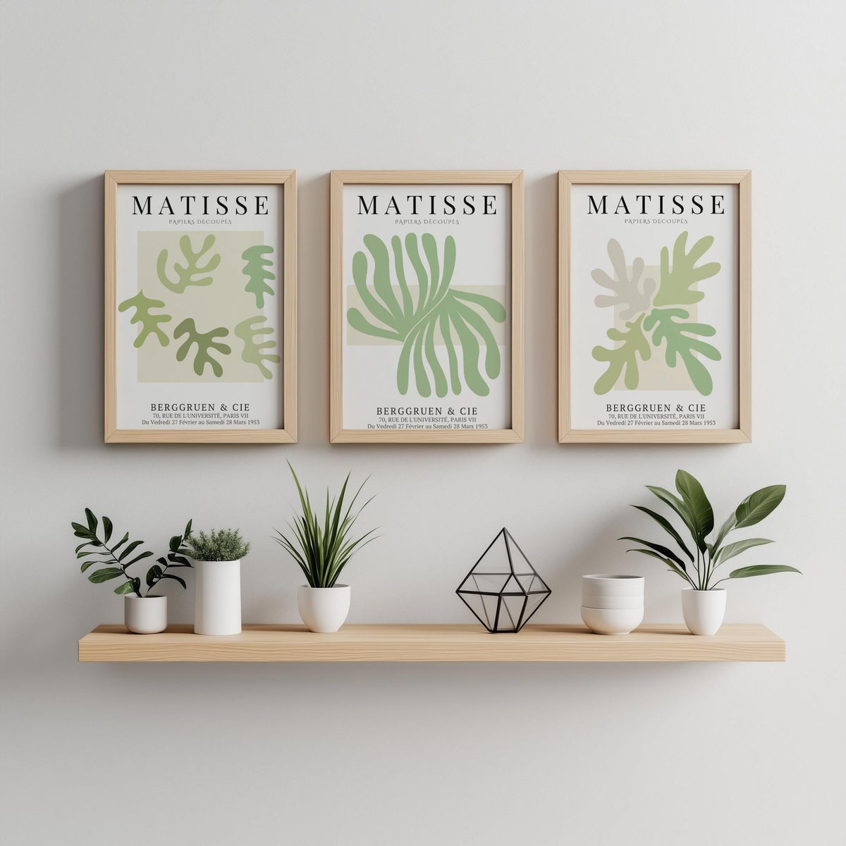 Sage Green Matisse Print Set Abstract Cutouts Gallery Wall Art - Digital Download