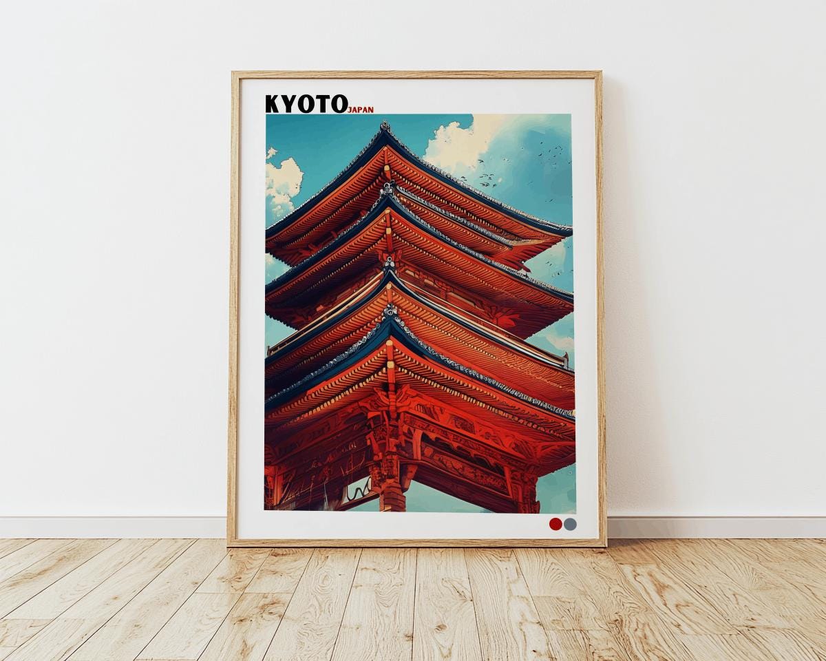 Kyoto Temple Wall Art Japanese Pagoda Architecture Poster - Digital Download