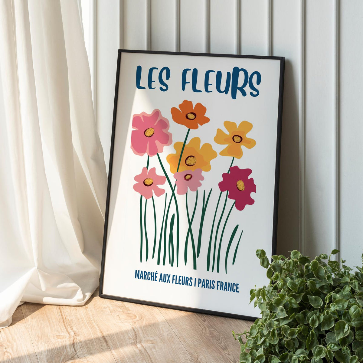 Les Fleurs Poster Hand Drawn French Floral Wall Art - Digital Download
