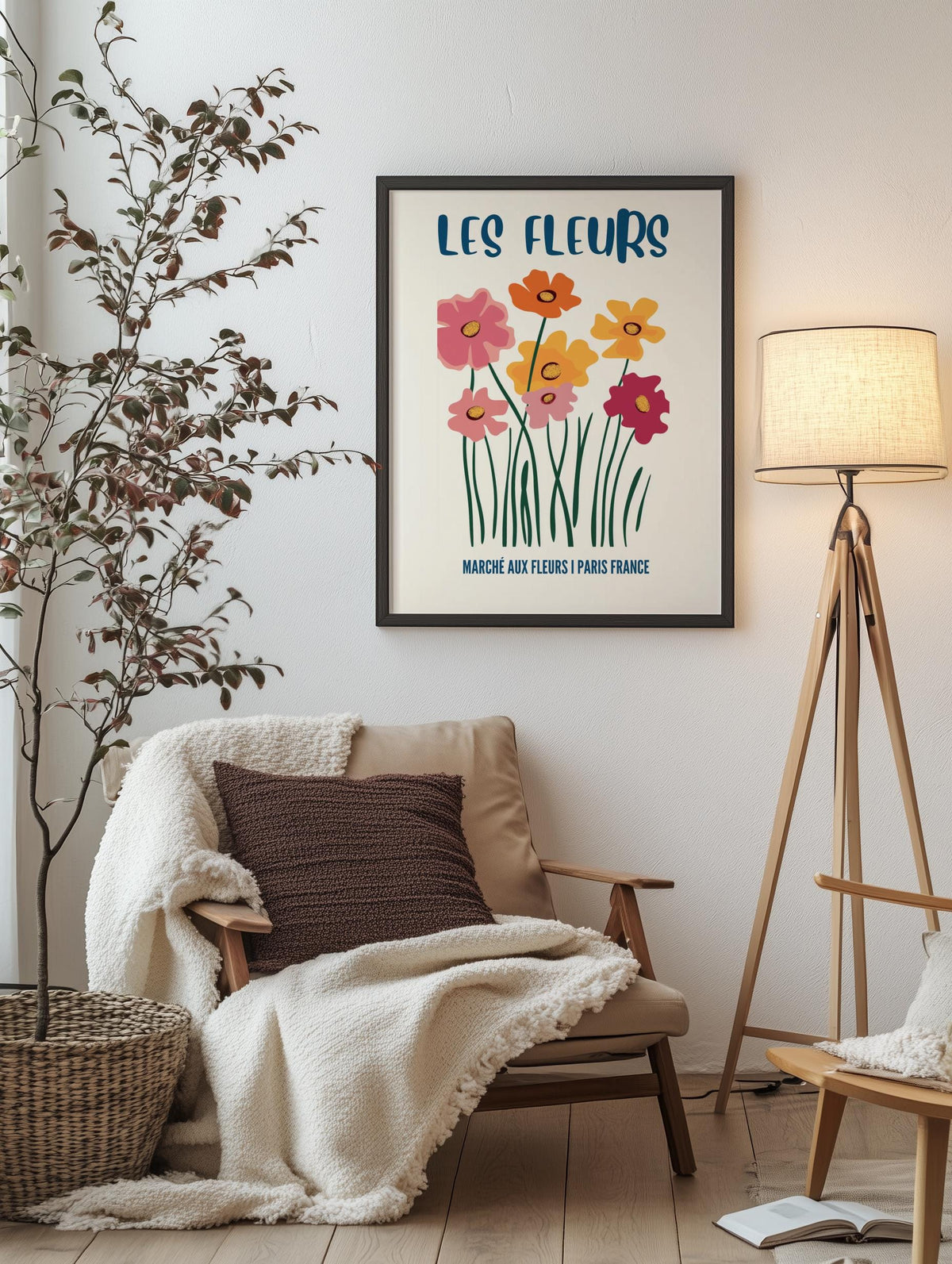 Les Fleurs Poster Hand Drawn French Floral Wall Art - Digital Download