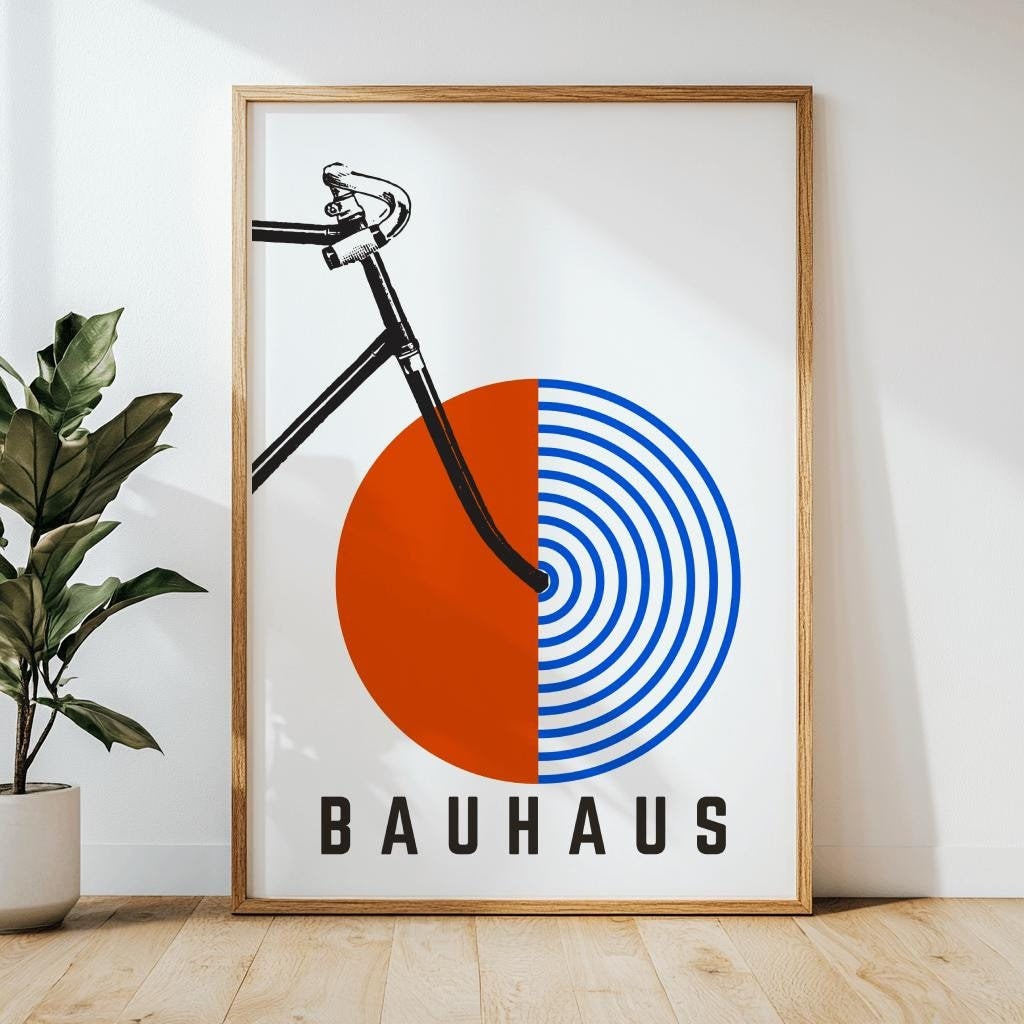 Vintage Bicycle Bauhaus Poster Retro Cycling Wall Art - Digital Download