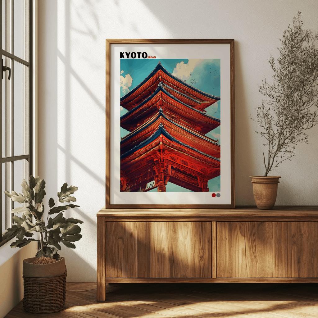 Kyoto Temple Wall Art Japanese Pagoda Architecture Poster - Digital Download