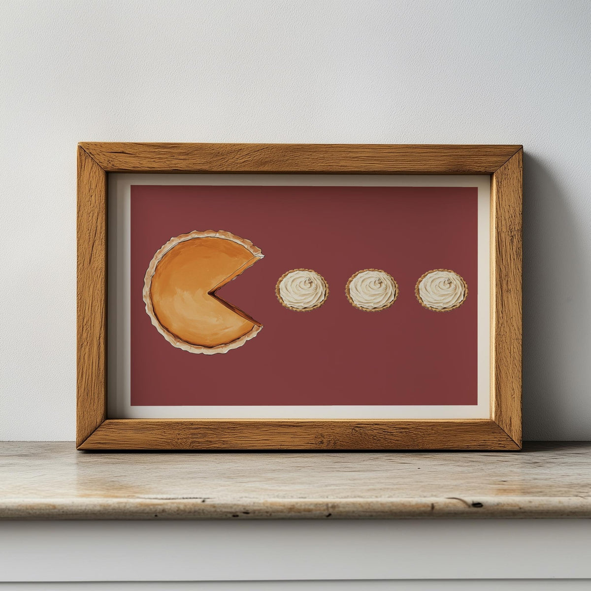 Retro Pie Pac Man Poster Funny Kitchen Wall Art - Digital Download