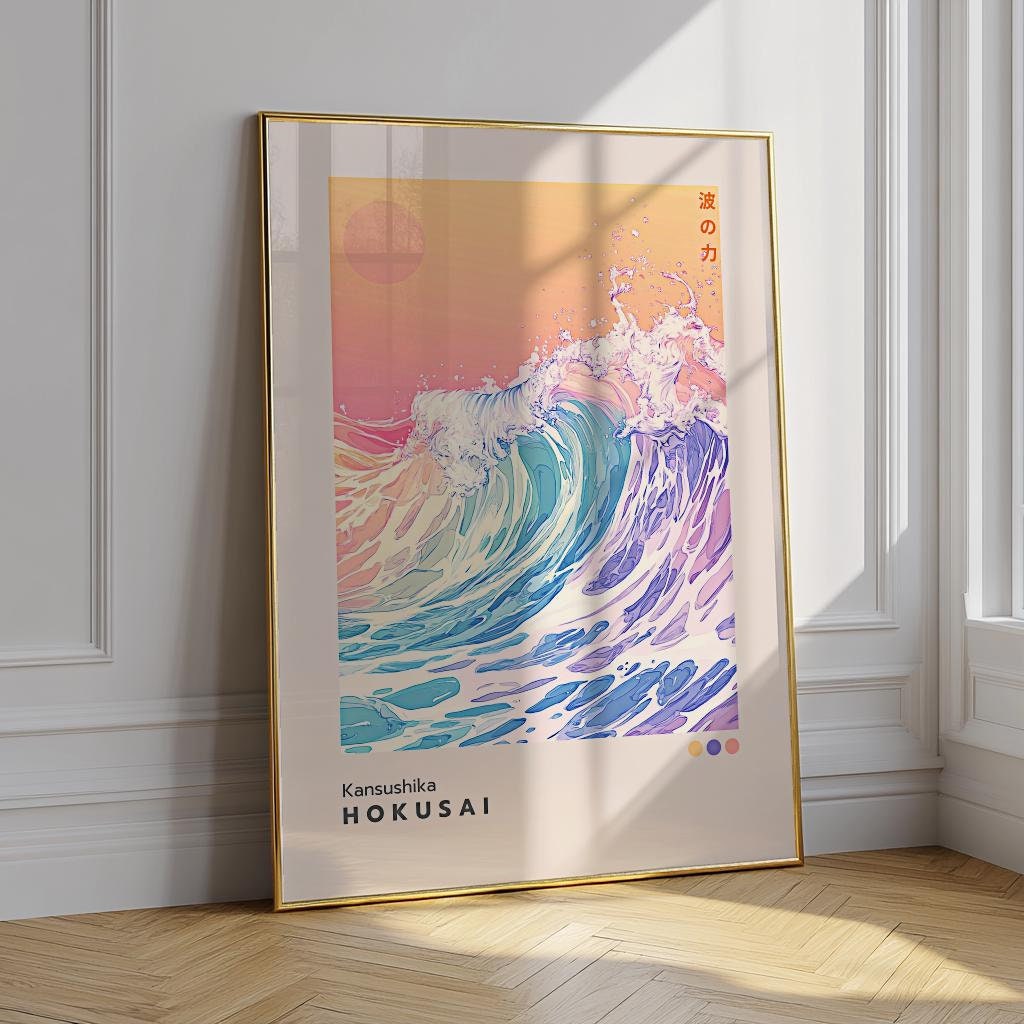 Katsushika Hokusai Great Wave Poster Japandi Wall Art - Digital Download