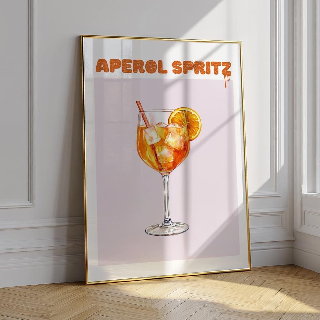 Aperol Spritz Cocktail Poster Bar Cart Wall Art - Digital Download