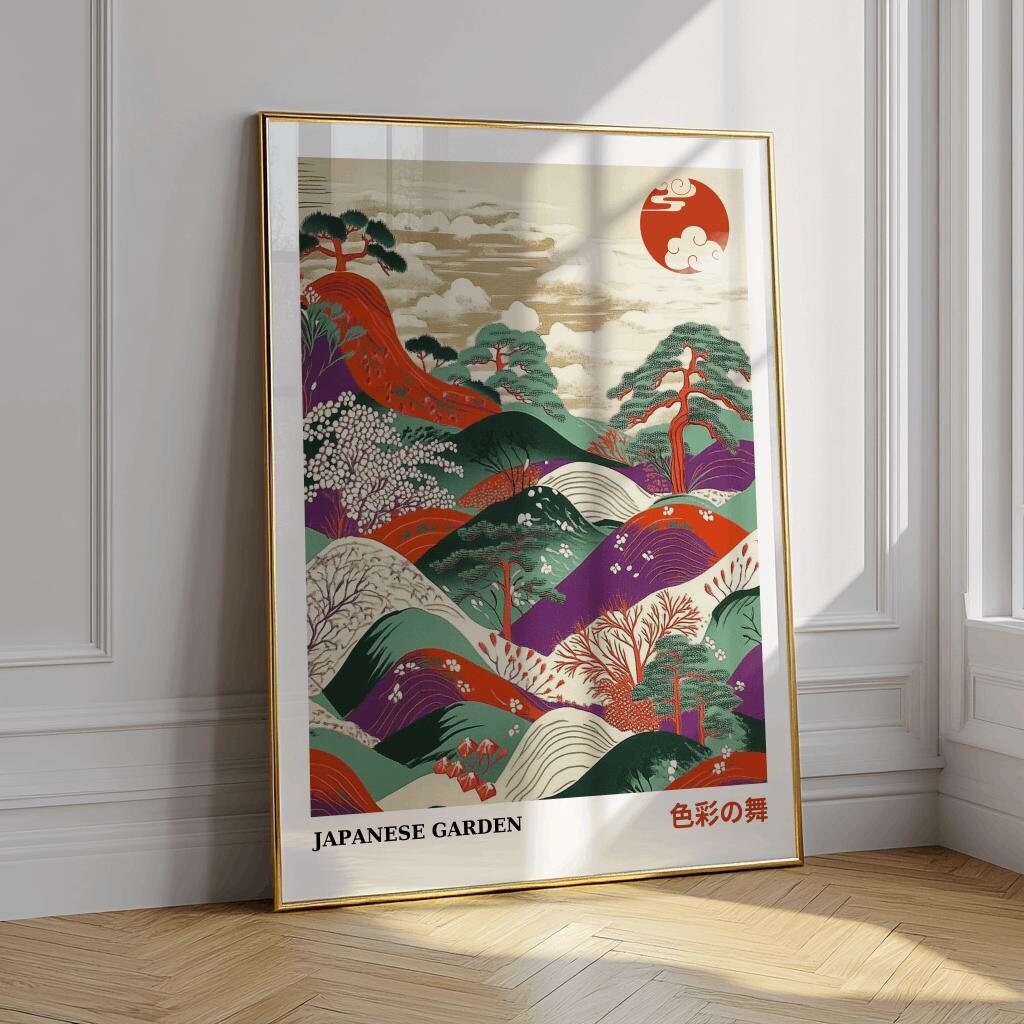 Japanese Grasslands Art Print Japandi Wabi Sabi Wall Decor - Digital Download