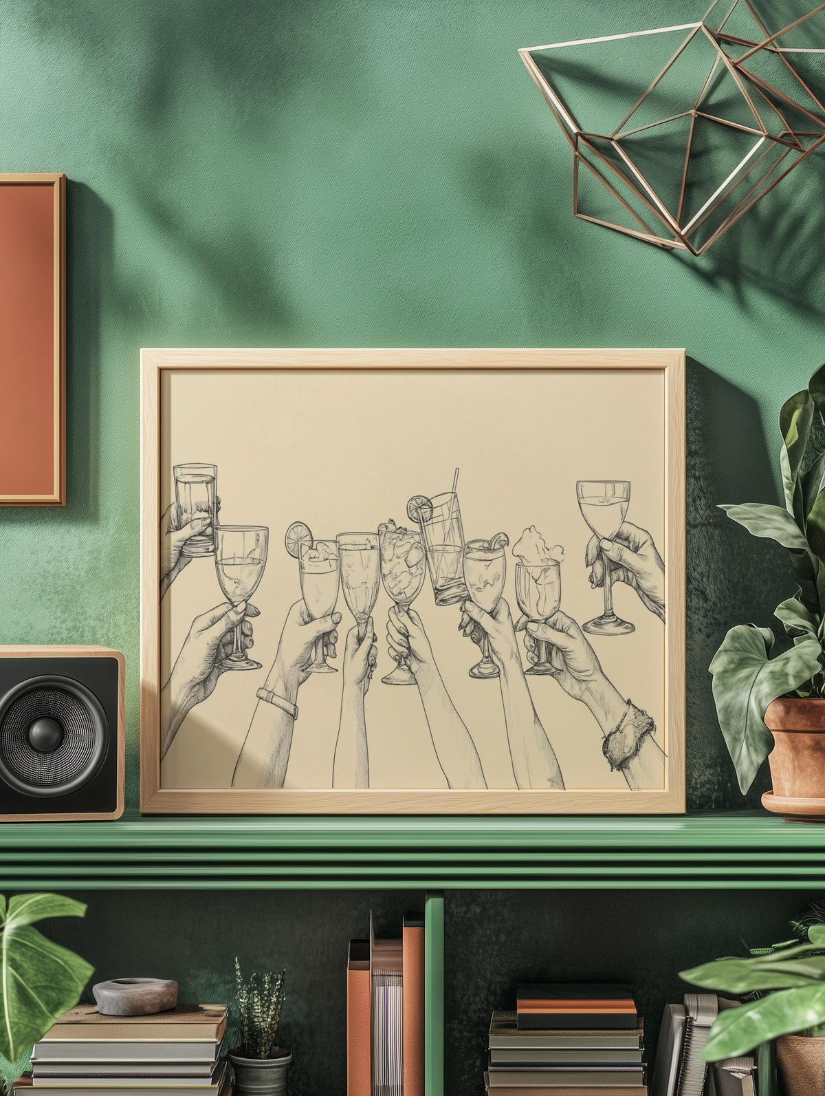 Cheers Print Bar Cart Wall Decor - Digital Download