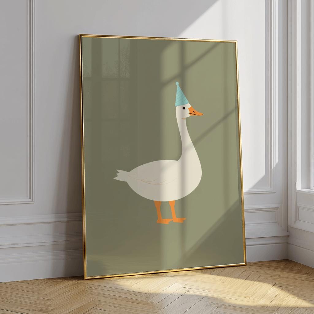 Silly Goose Art Print Whimsical Nursery Wall Decor - Digital Download