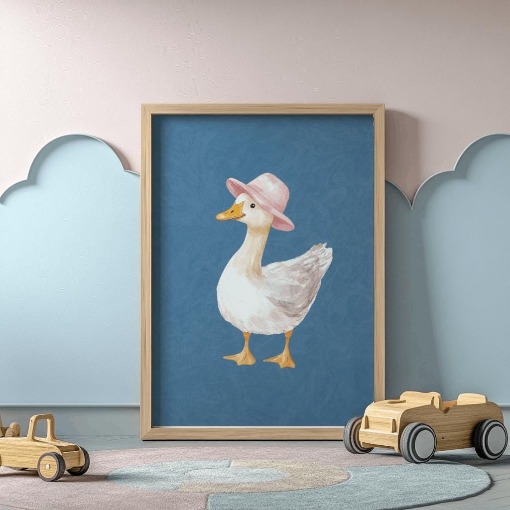 Silly Goose Poster Cute Maximalist Cartoon Wall Art - Digital Download
