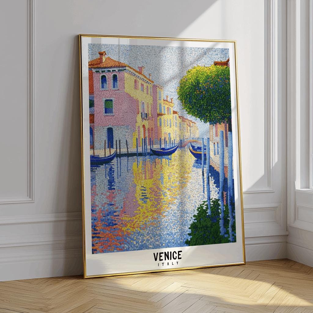 Venice Canal Poster Retro Italy Travel Wall Art - Digital Download