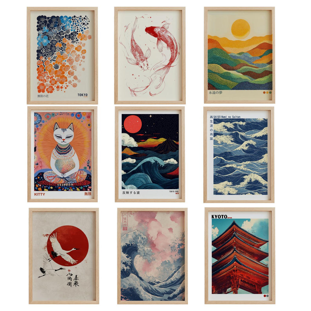 Japanese Wall Art Set of 25 Japandi Gallery Wall Prints - Digital Download