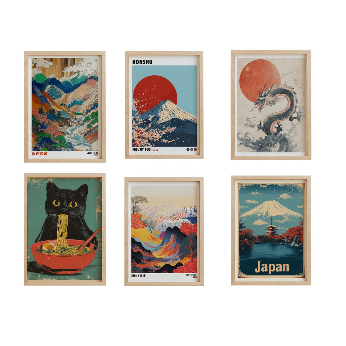 Japanese Wall Art Set of 25 Japandi Gallery Wall Prints - Digital Download