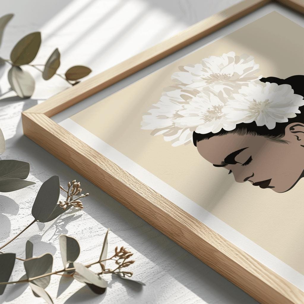 Frida Kahlo Portrait with Black Cat Mexican Feminist Art - Digital Download