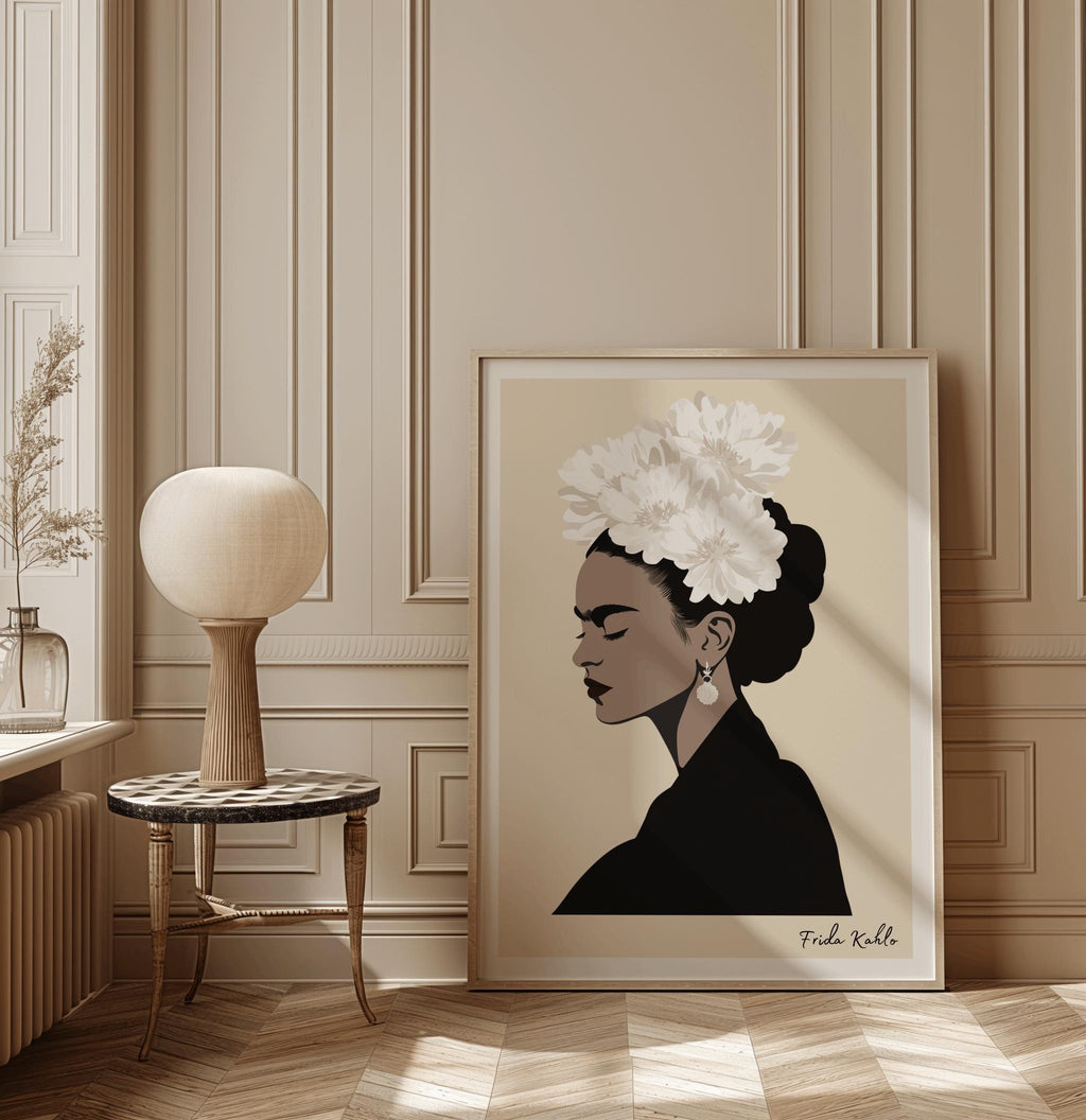 Frida Kahlo Portrait with Black Cat Mexican Feminist Art - Digital Download