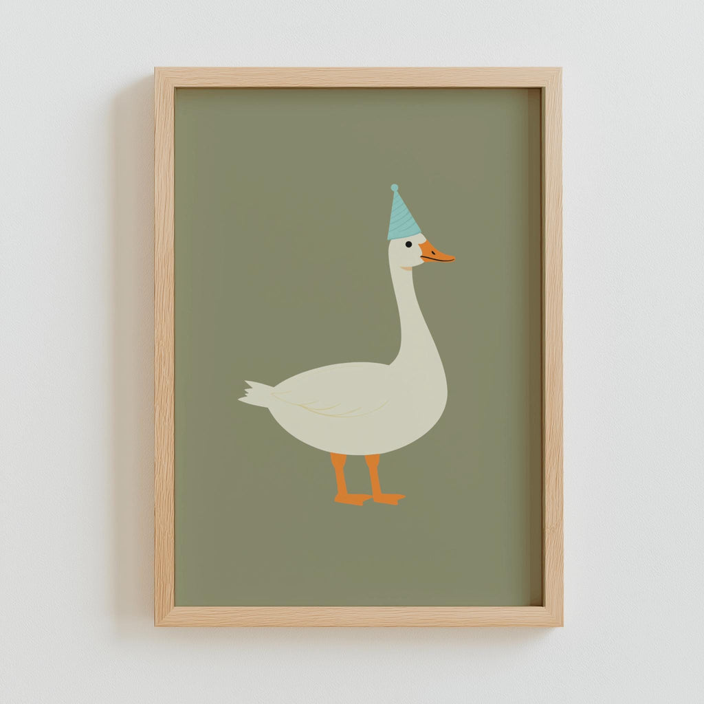 Silly Goose Art Print Whimsical Nursery Wall Decor - Digital Download