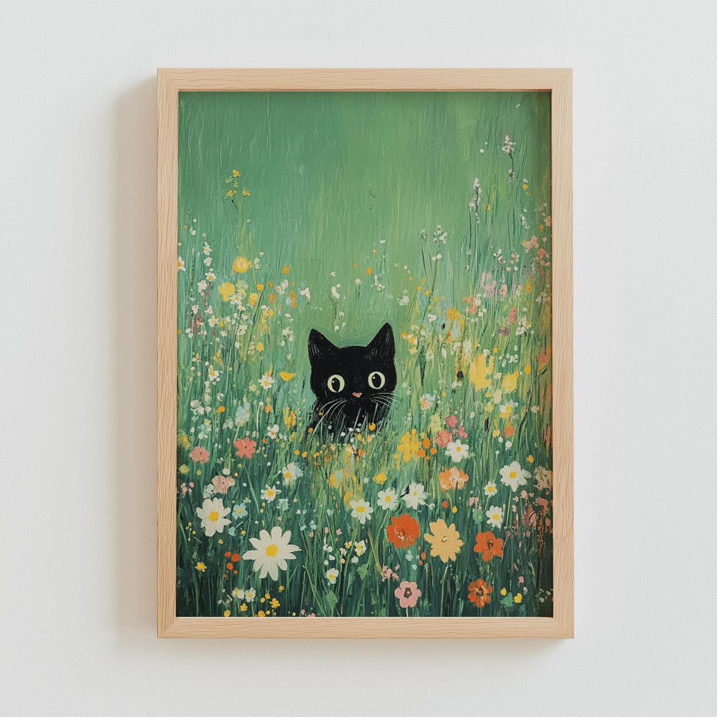 Monet Waterlily Cat Print Claude Monet Floral Cat Poster - Digital Download