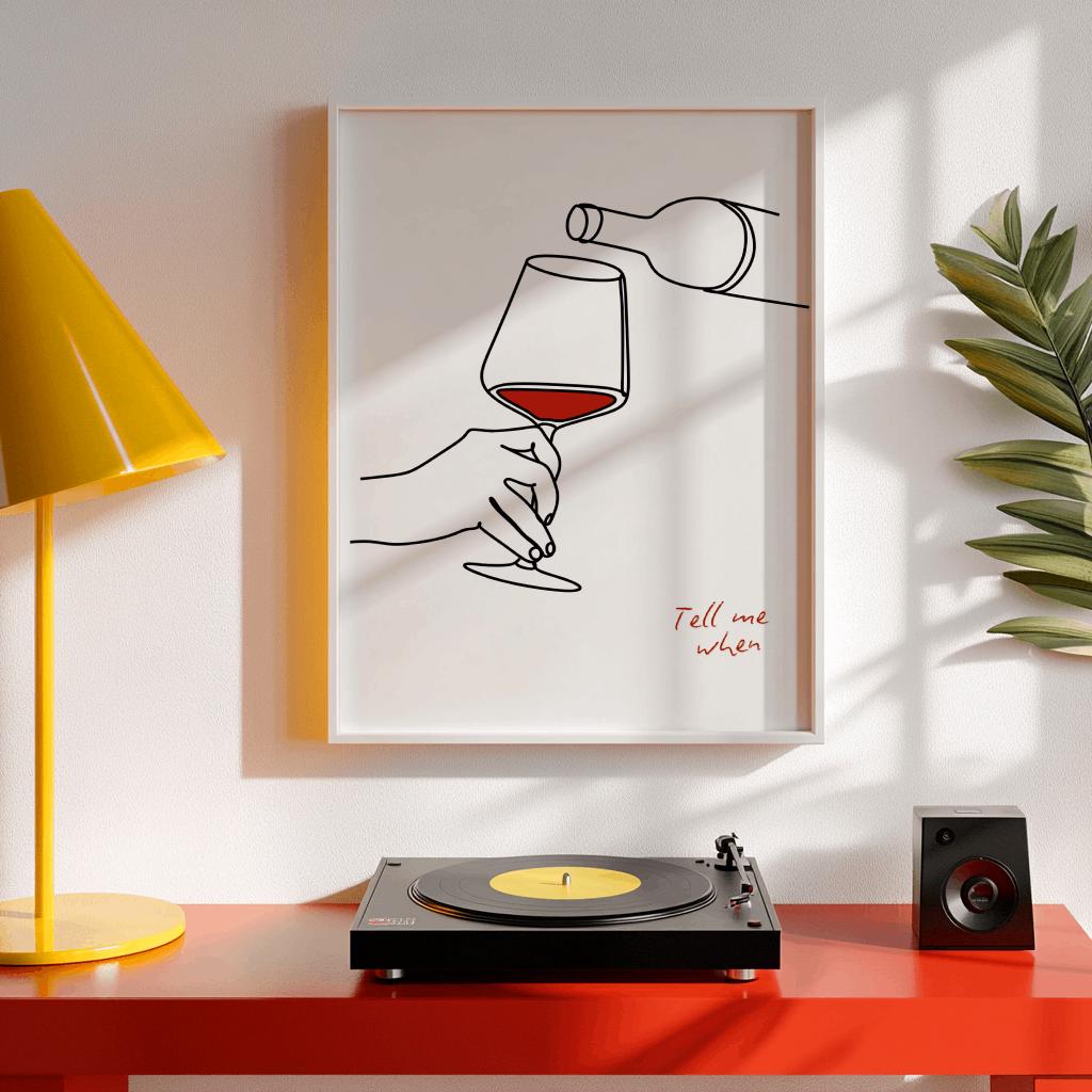 Funny Wine Poster Tell Me When Retro Bar Wall Art - Digital Download