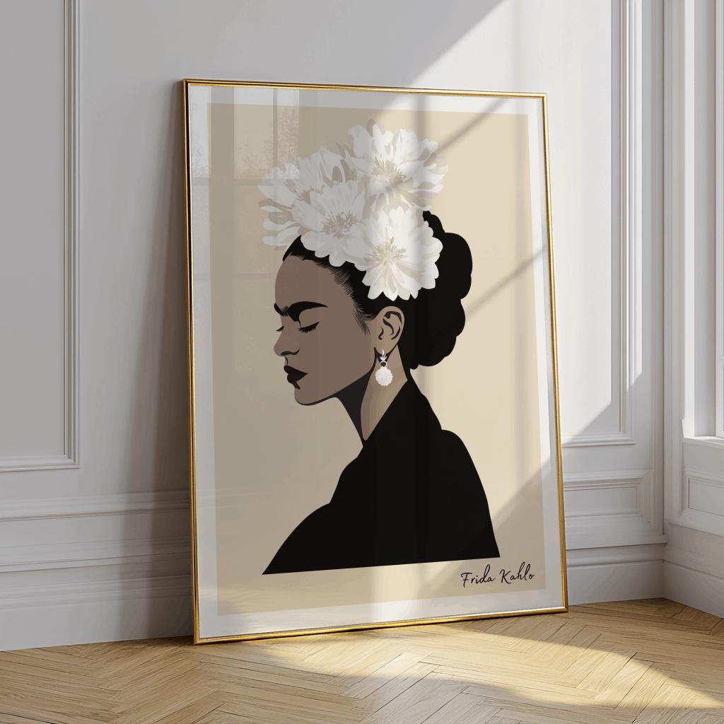 Frida Kahlo Portrait with Black Cat Mexican Feminist Art - Digital Download