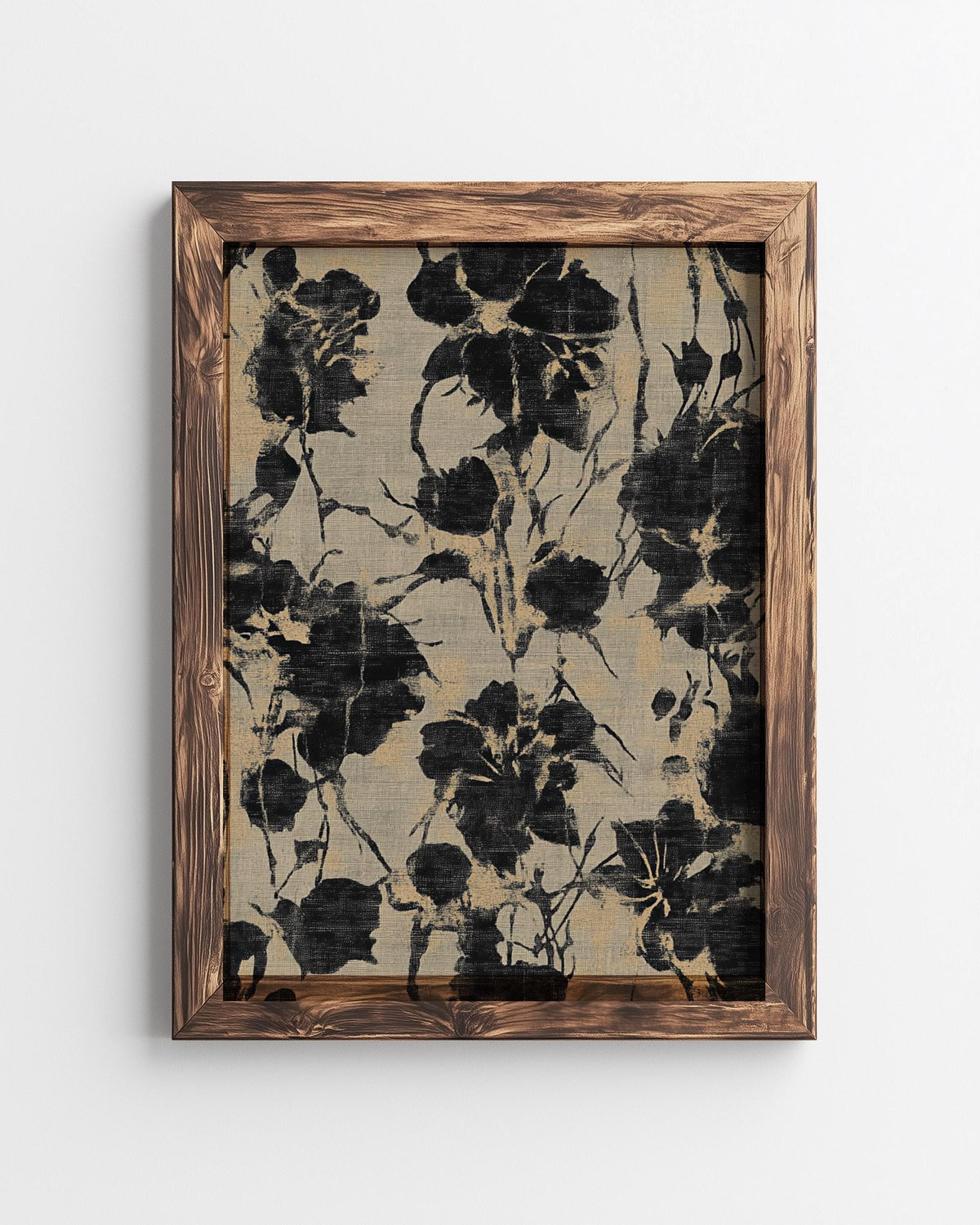 Abstract Botanical Print Dark Moody Floral Vintage Wall Art - Digital Download