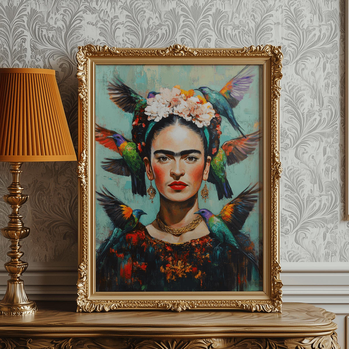 Frida Kahlo Birds and Flowers Print Mexican Art - Digital Download