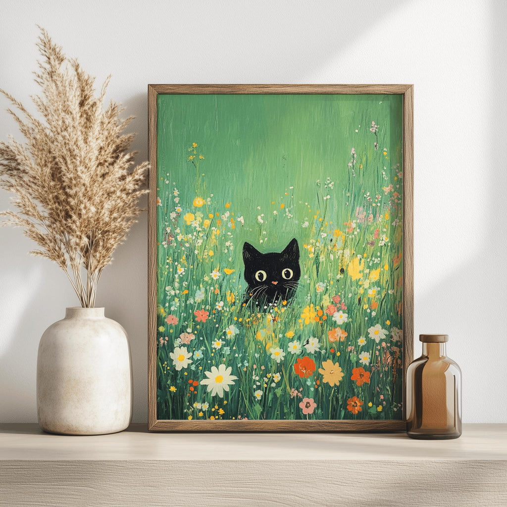 Monet Waterlily Cat Print Claude Monet Floral Cat Poster - Digital Download